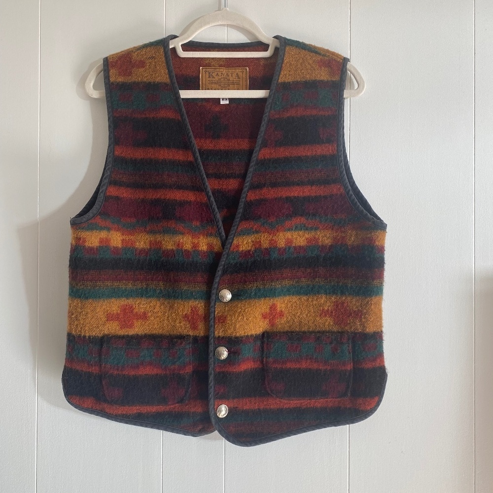 Southwest style Kanata Blanket Co. wool vest size medium
